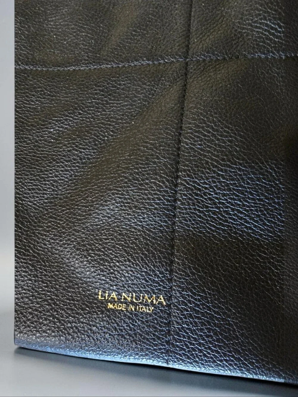 Lia Numa Italian Leather Black Hobo Shoulder Bag